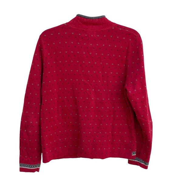 Woolrich Women’s Red Fair Isle Zip Sweater Size M Winter Knit - Picture 4 of 11